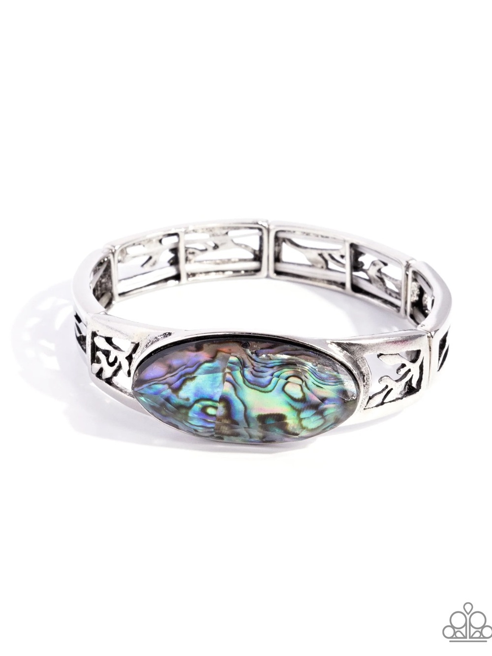 paparazzi Abalone Wave Oval Silver-Tone Bracelet